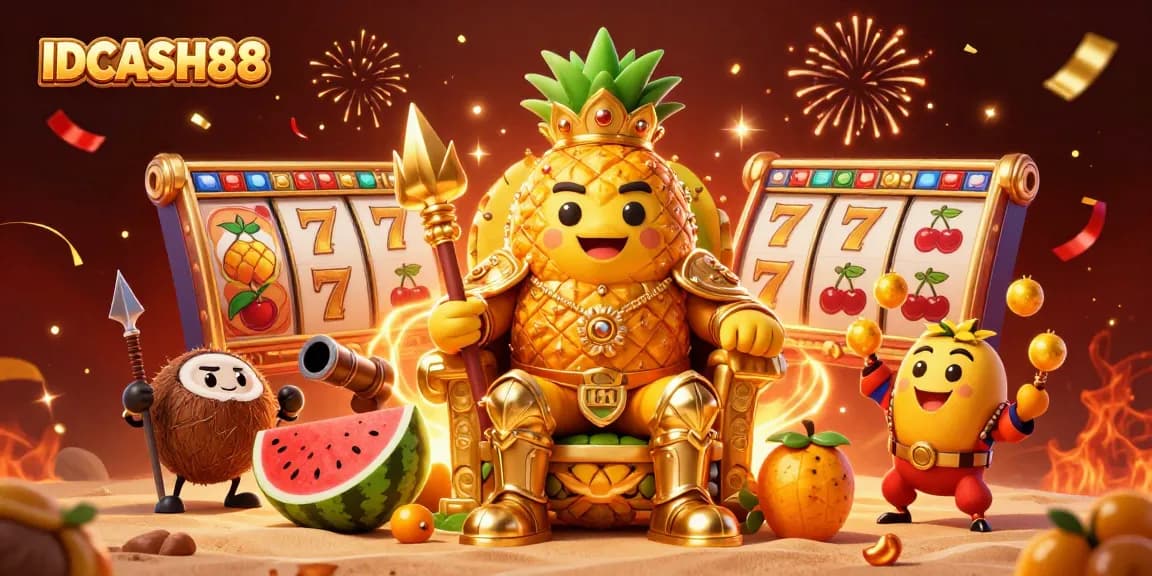 Experience interactive gaming at IDCASH88 with the golden pineapple king and dynamic slot reels.
