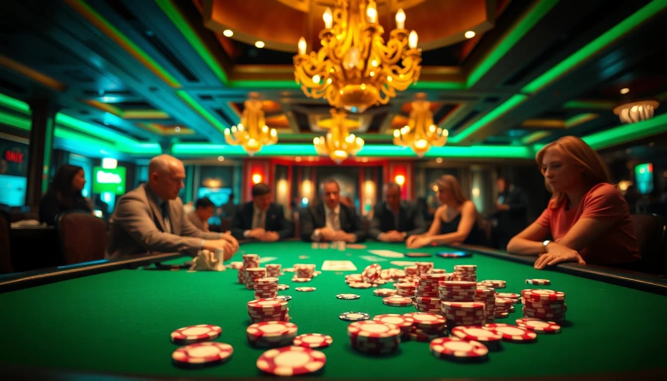 Experience exhilarating uu娛樂 at a vibrant casino poker table with players in action.