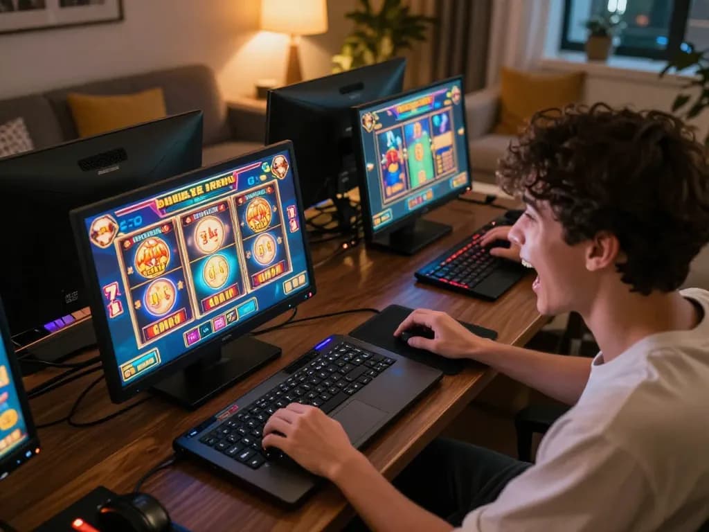 Engaging online gaming experience with TO288 slot machines visible on laptop screen.