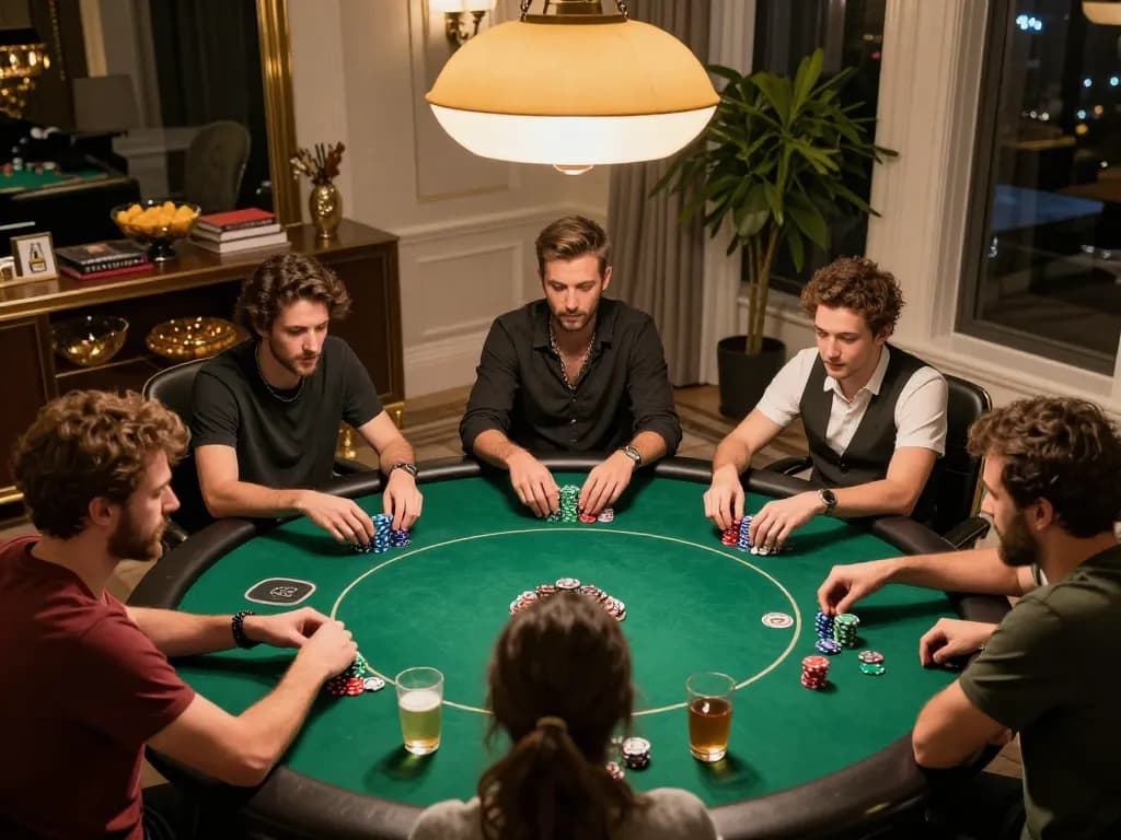 Toto8 link alternatif showcased during an exciting poker night with players engaged in the game.