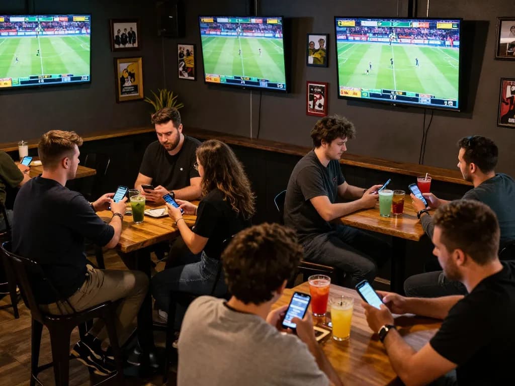 Betting excitement at a reputable sportsbook shows friends engaging and strategizing at nhà cái uy tín.