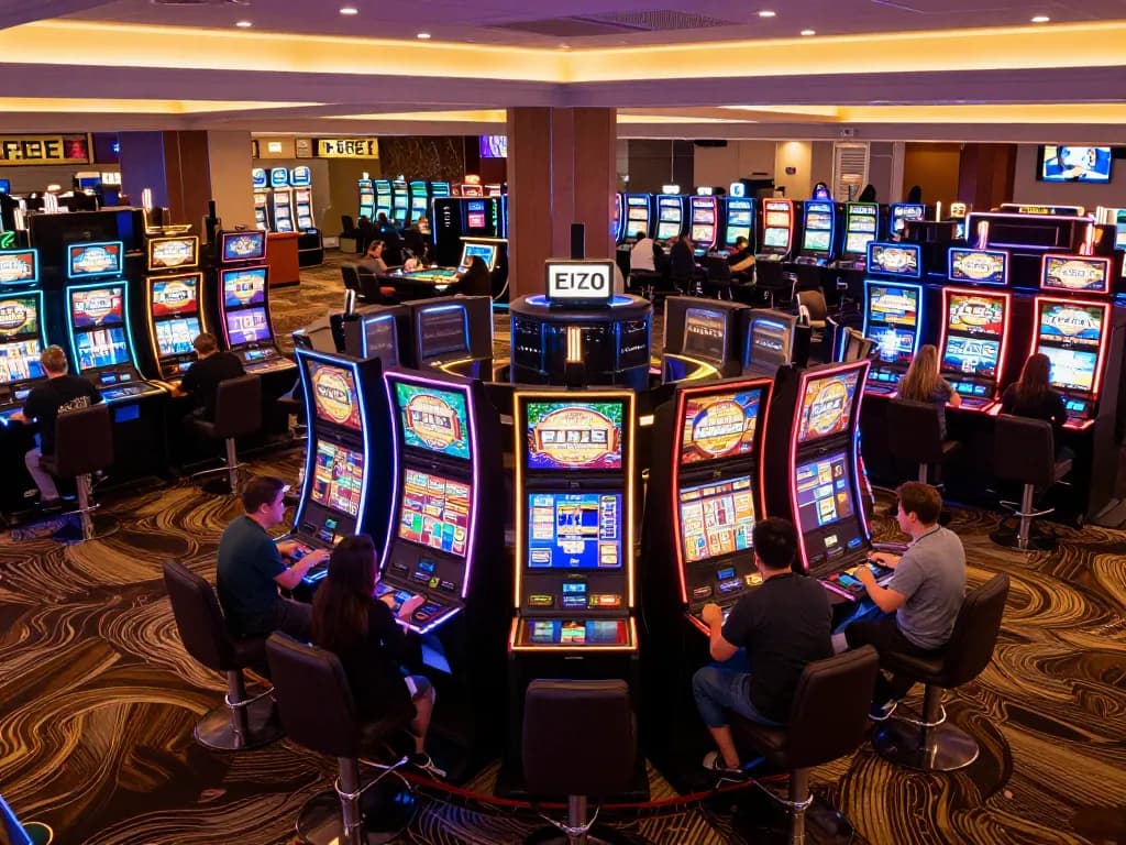 Players enjoying thrilling slot games at F8BET casino with vibrant graphics and engaging gameplay.