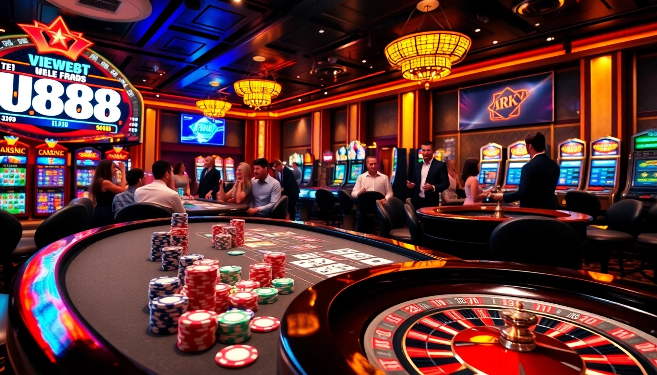 Experience thrilling gameplay at uu8888 with vibrant casino visuals featuring roulette and poker.