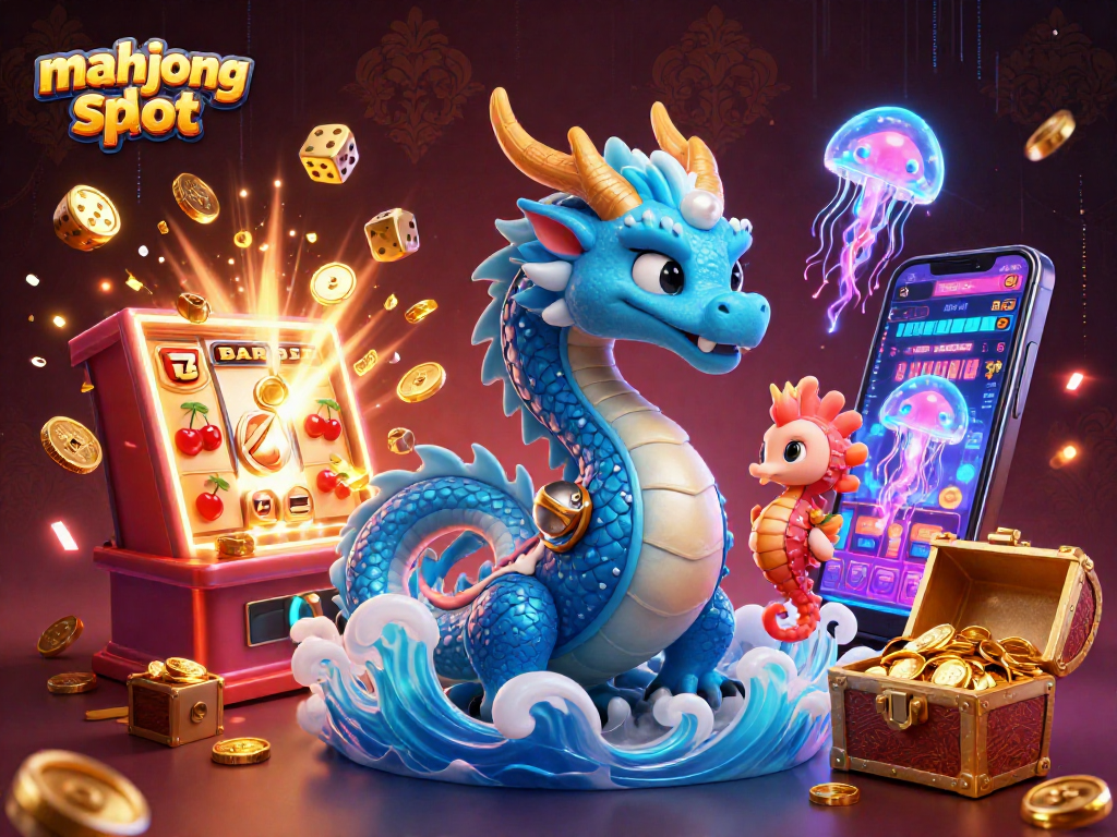 Experience the excitement of mahjong slot with vibrant characters and jackpot features in a dynamic illustration.