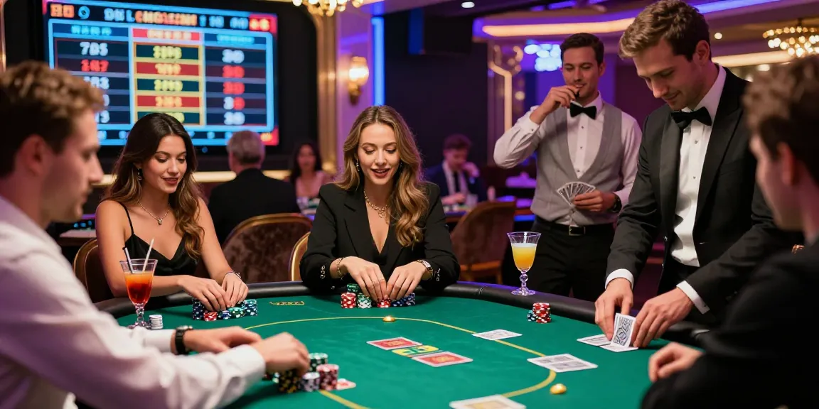 Exciting casino scene with players at AA88 COM poker table, vibrant atmosphere and luxurious decor.