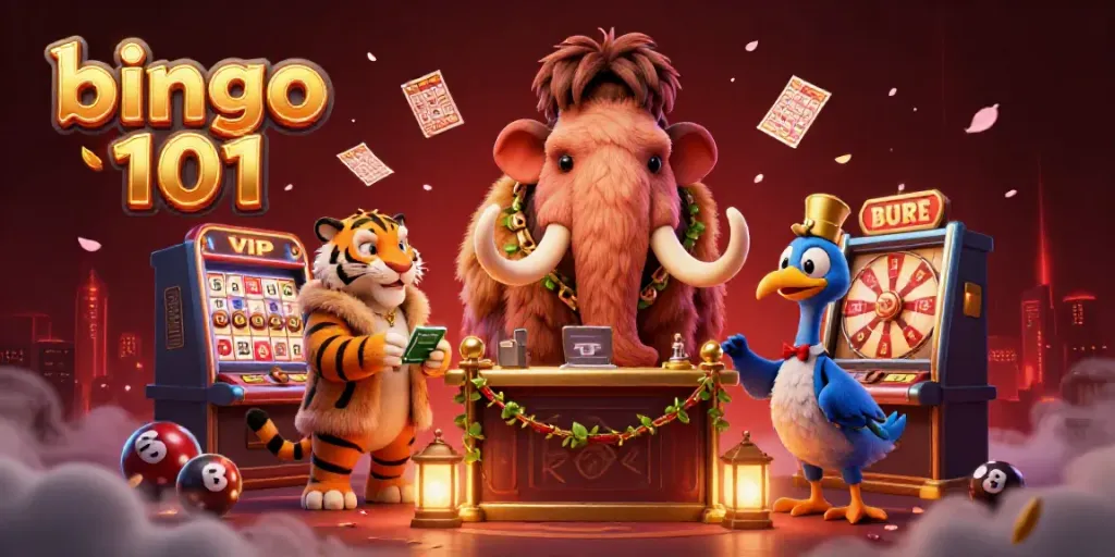 Check IDs with a bingo 101 scene featuring vibrant characters and dynamic gaming elements.