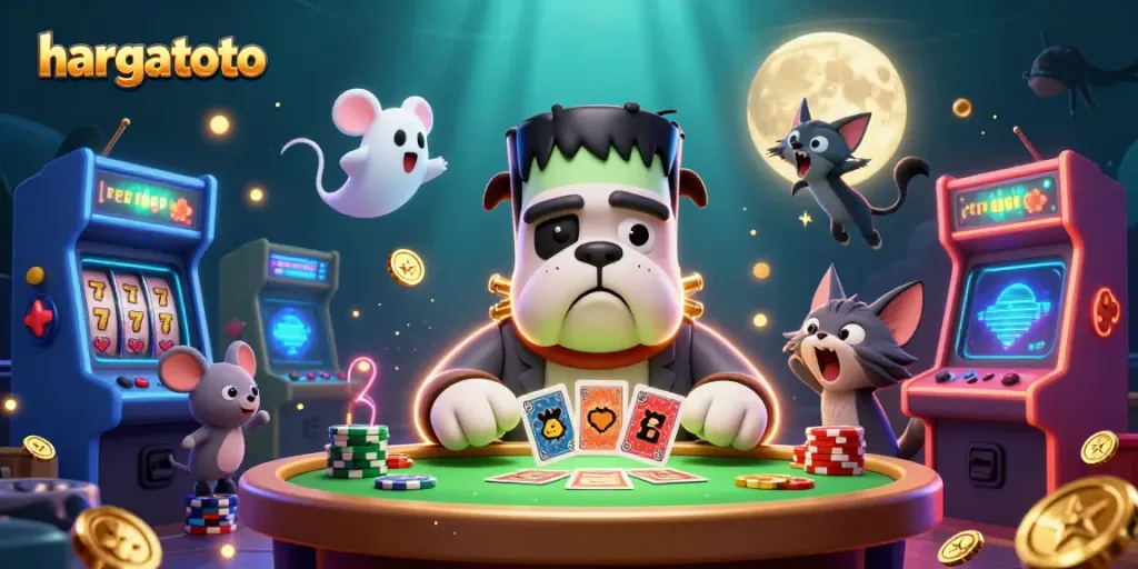 HARGATOTO menghadirkan suasana bermain dengan Frankenstein bulldog dan kucing werewolf dalam permainan slot 4D yang menarik.