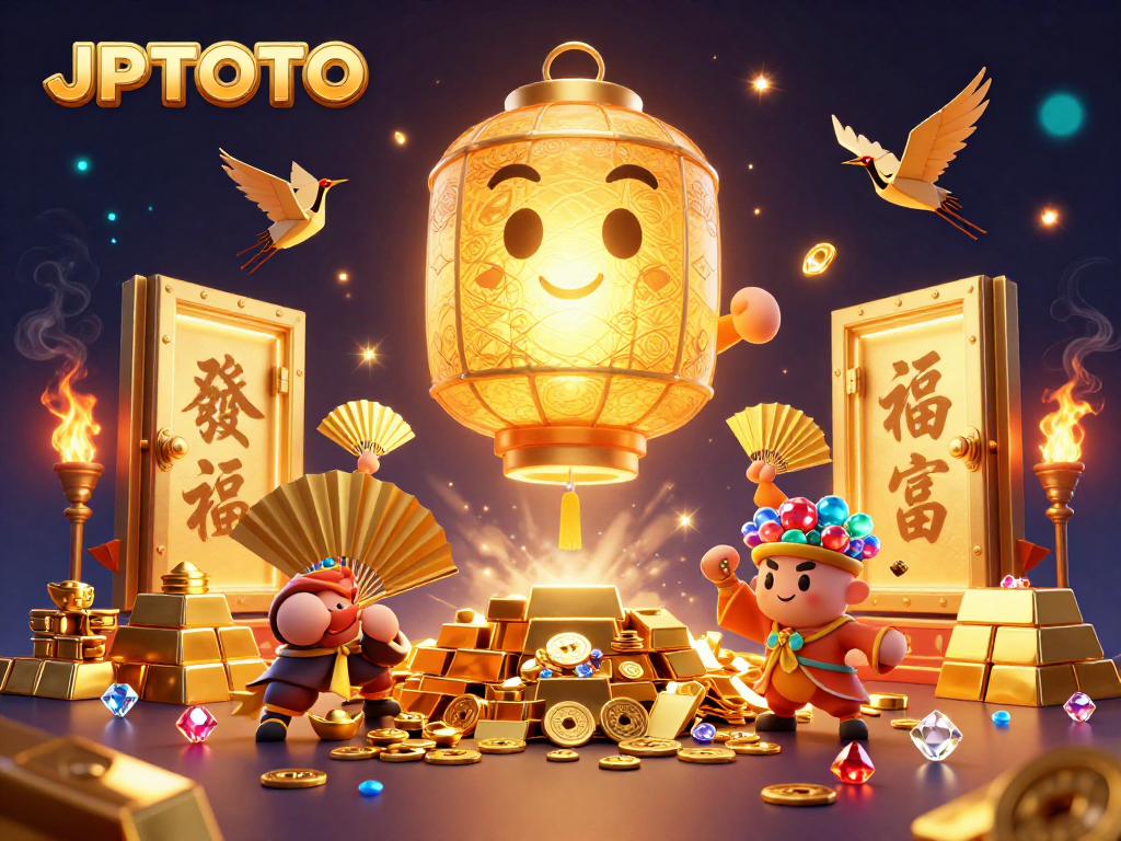 Engage in the JPTOTO lottery experience with exciting gaming symbols and golden treasures.