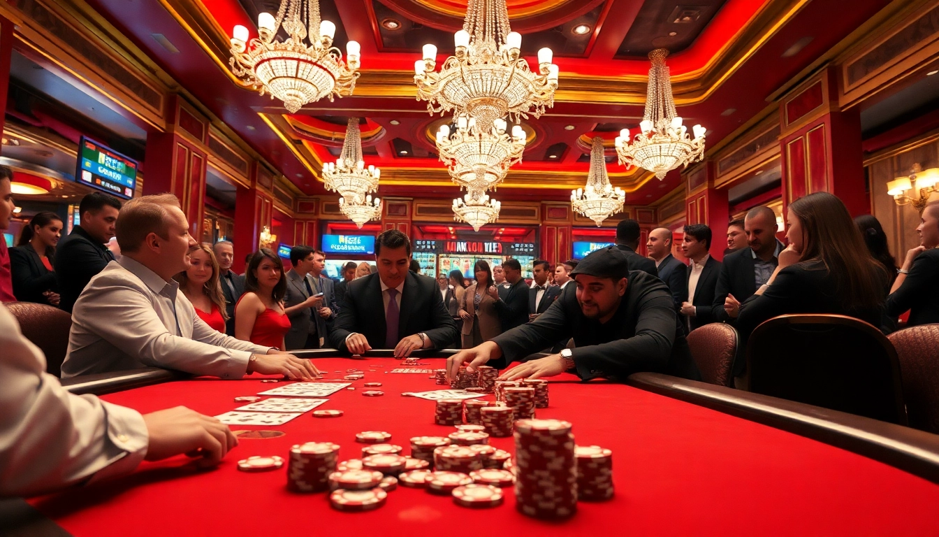 Engaging players enjoying an exciting game of uvip娛樂 at a luxurious casino table.