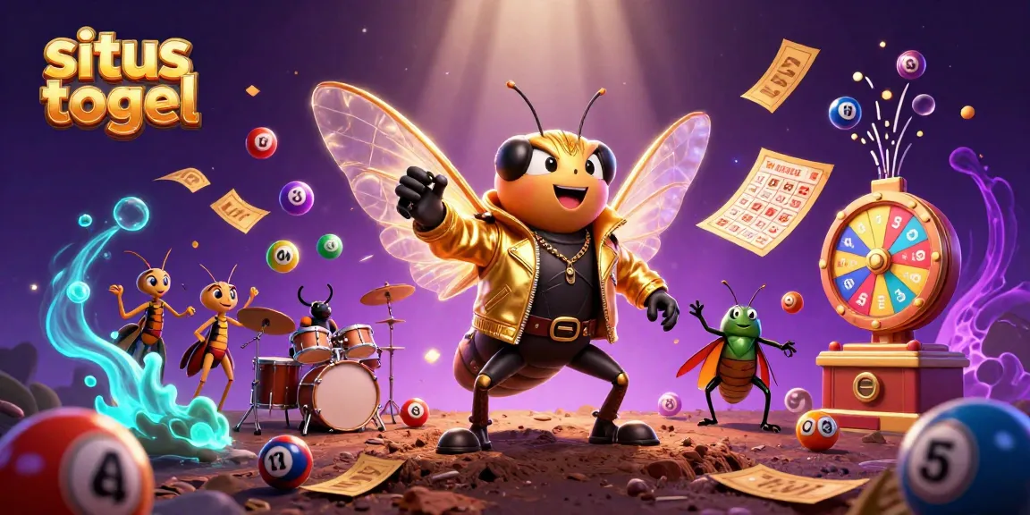 Situs togel lottery excitement with a 3D rock star cicada and vibrant game elements