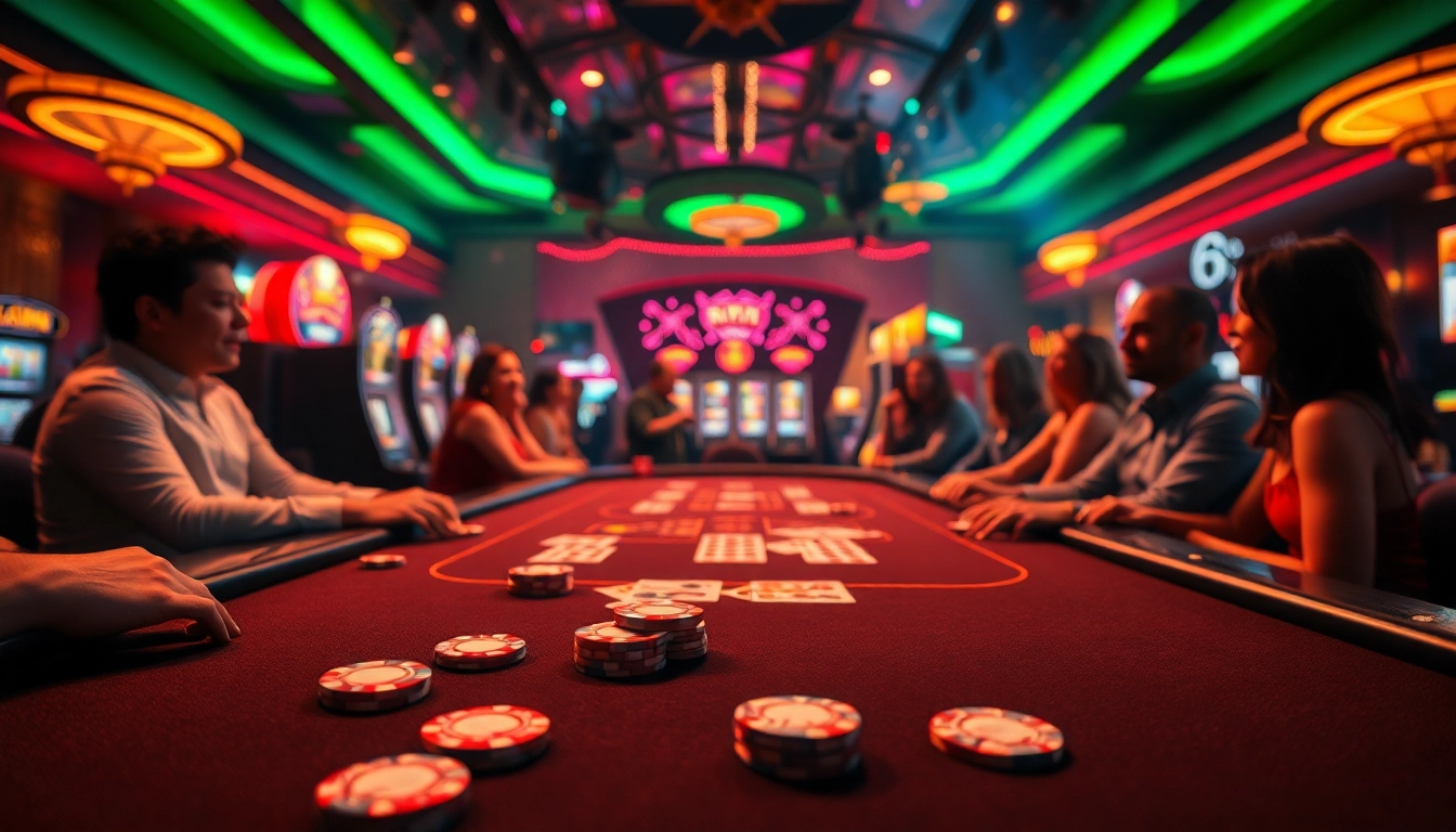 Engage in a thrilling casino experience at AT99娛樂 with vibrant gaming tables and exciting atmosphere.