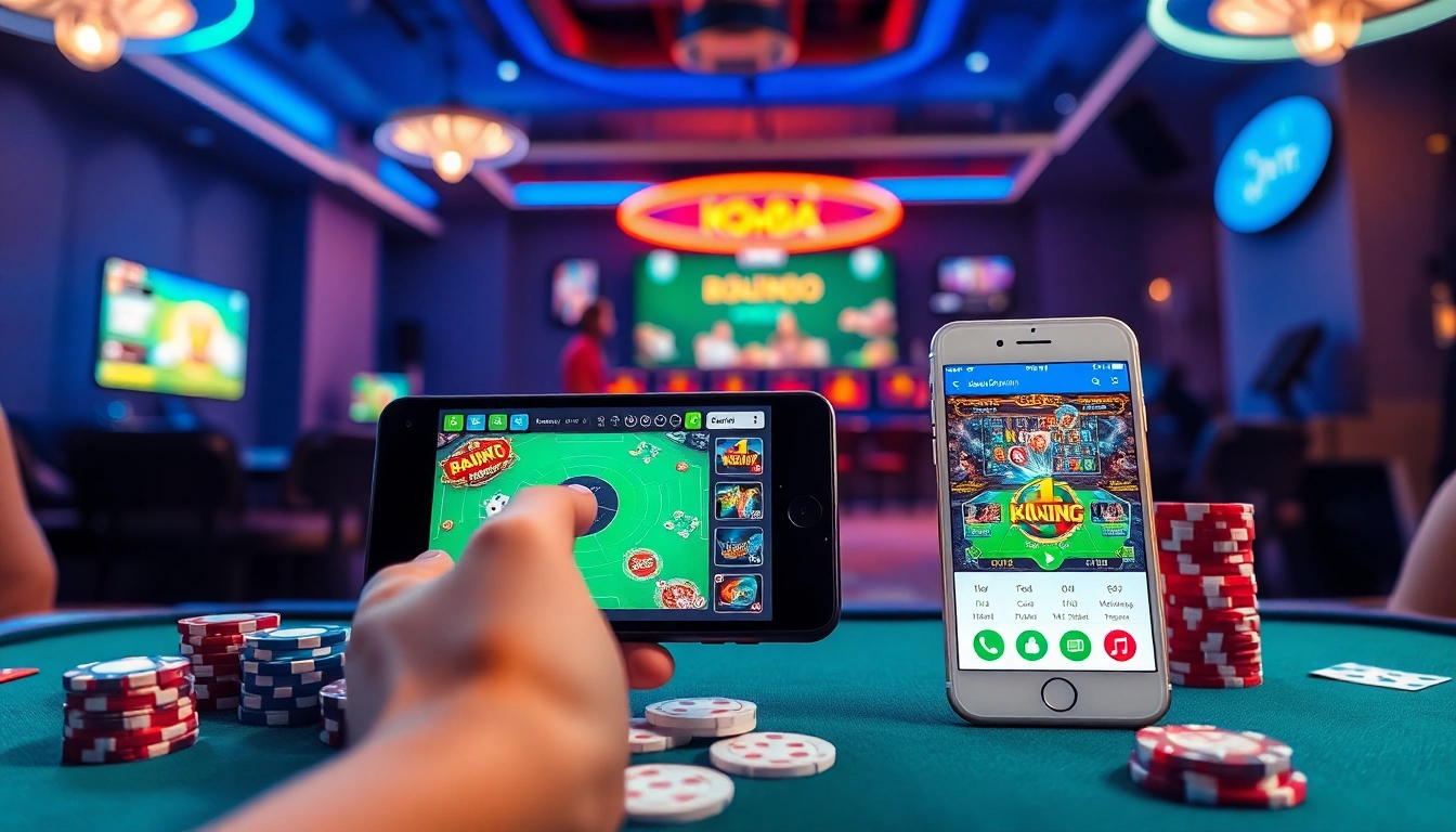 Nhatvip APK iOS Android showcased on mobile devices with casino gaming elements