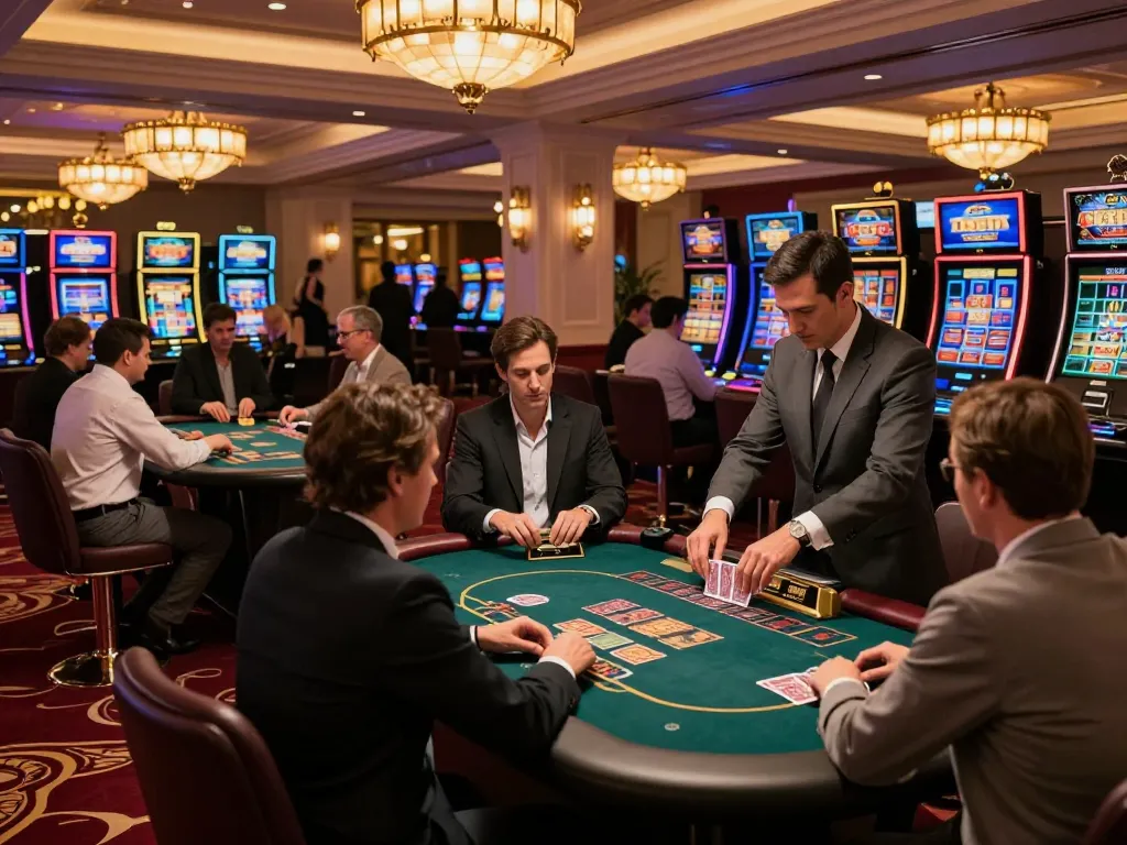 Players enjoying thrilling casino games at tr88 com with lively atmosphere and elegant decor.