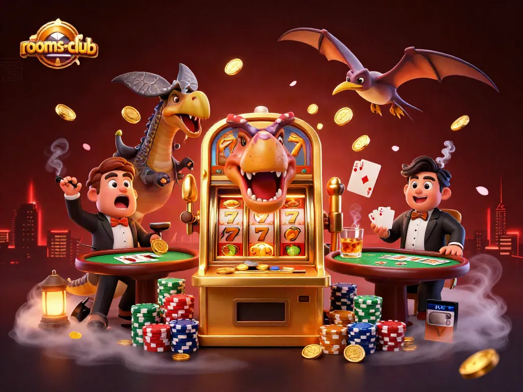 Pemain bertaruh pada slot online di platform rooms-club dengan suasana kasino yang menarik.