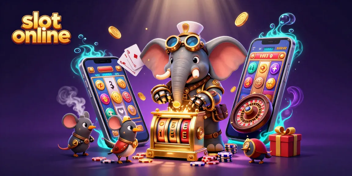 Experience thrilling slot online gameplay with a fantastical steampunk scene featuring vibrant casino elements.
