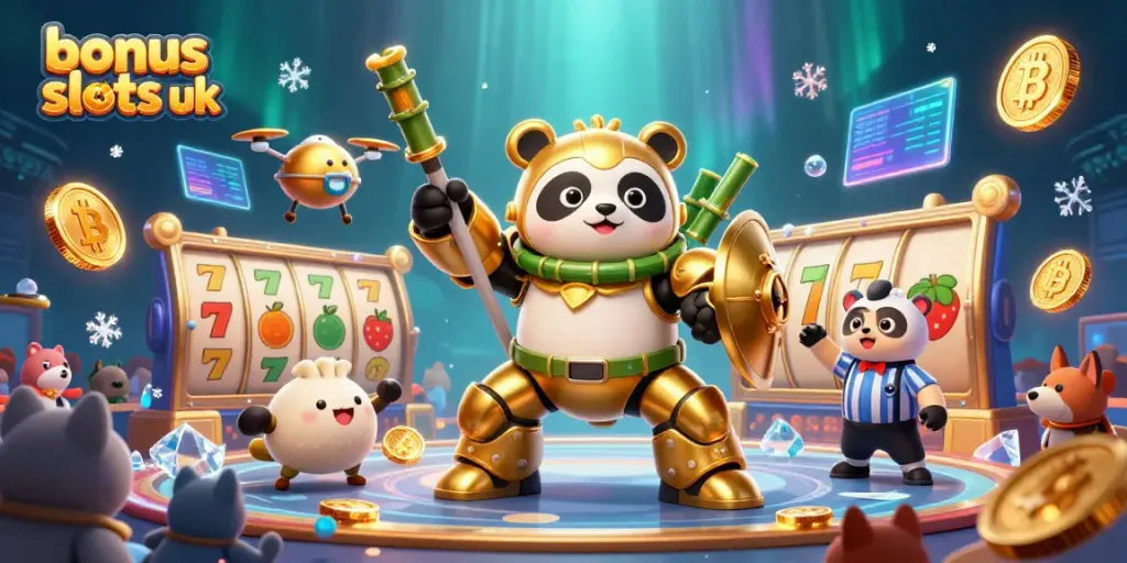 Engage with bonus buy slots uk featuring vibrant characters and dynamic symbols in a lively arena.
