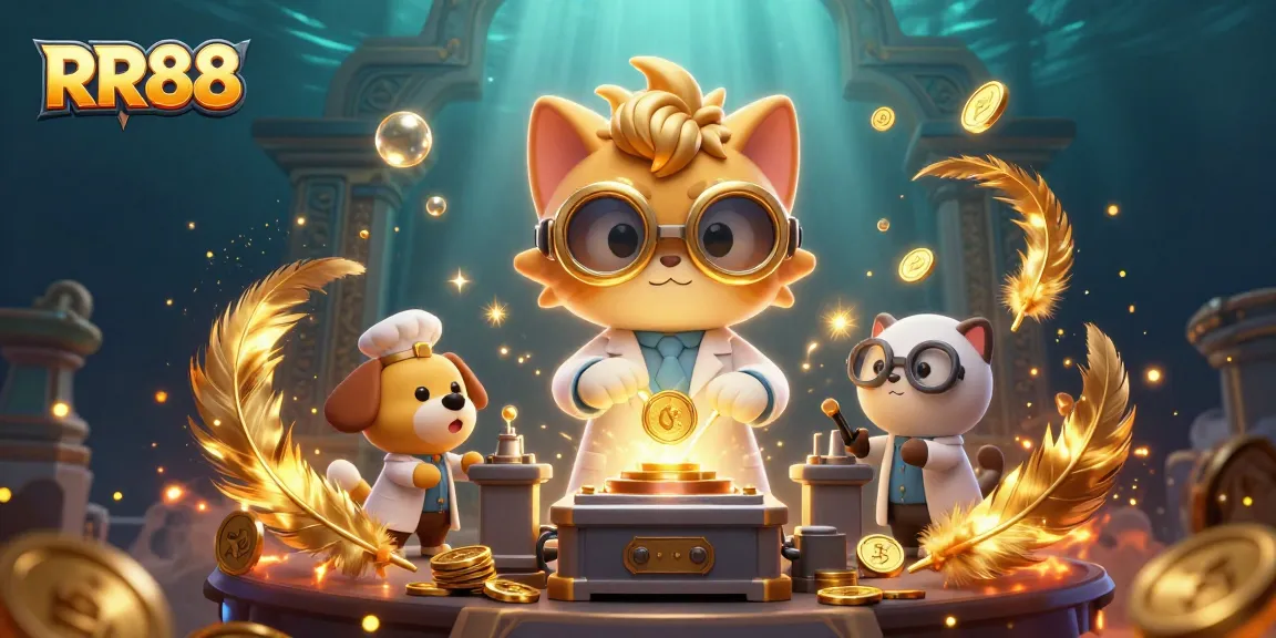 Experience RR88 excitement with our mad scientist cat and dog creating winning games.