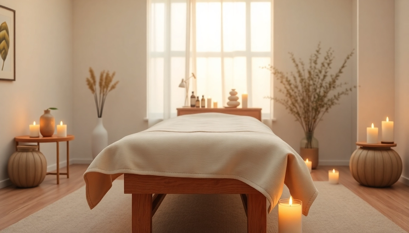 Experience the tranquility of 동탄출장마사지 in a serene therapy setting with calming colors and soft lighting.