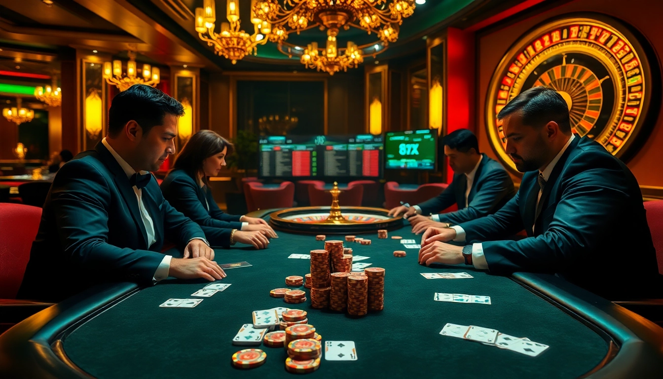 Experience the thrill of link 8xx at a high-stakes poker table, with players strategizing on winning their bets.