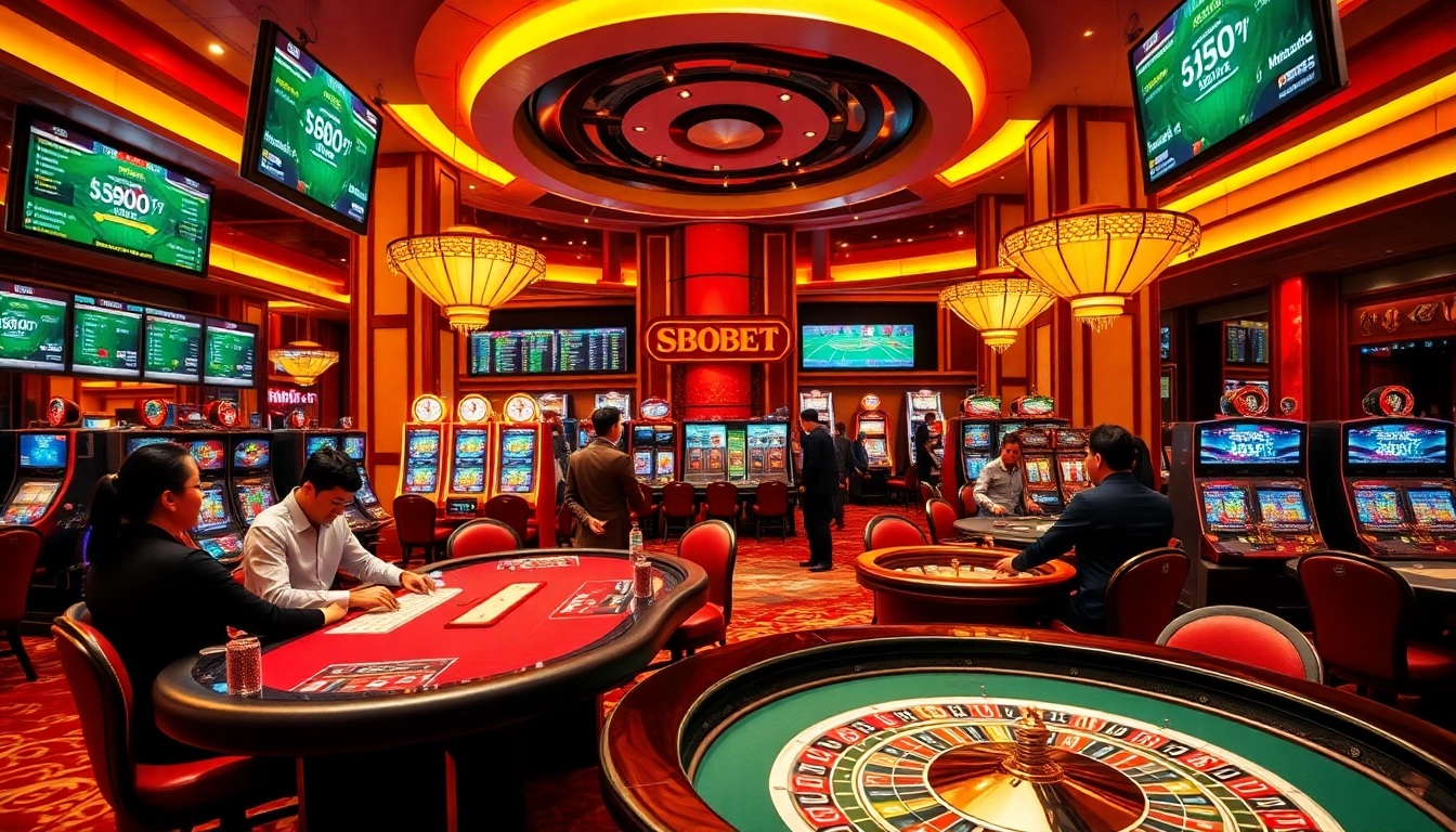SBOBET gaming experience with elegant casino atmosphere and exciting betting table.