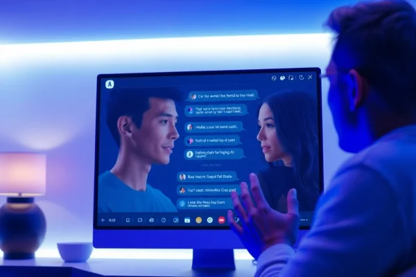 Engaging scene of a user interacting with an AI chat porn interface, showcasing digital intimacy.