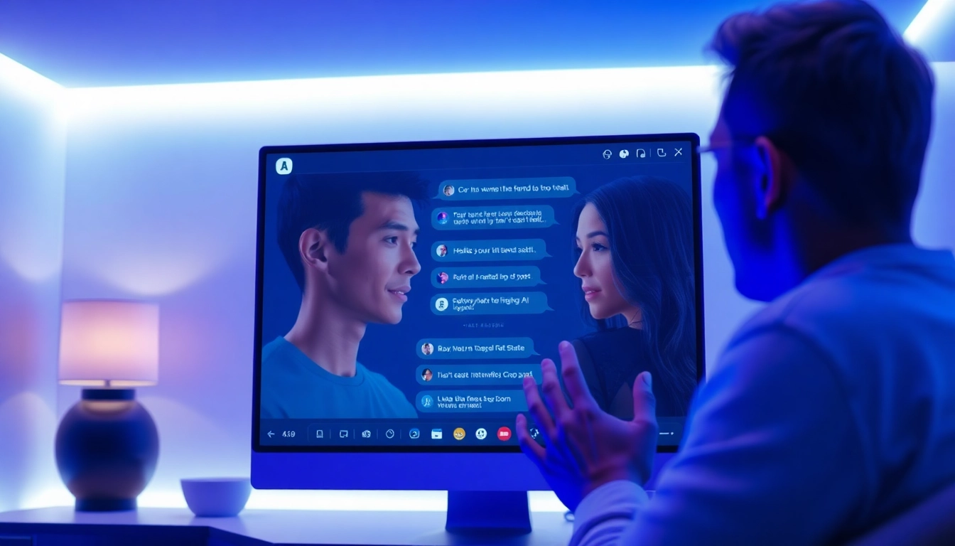 Engaging scene of a user interacting with an AI chat porn interface, showcasing digital intimacy.