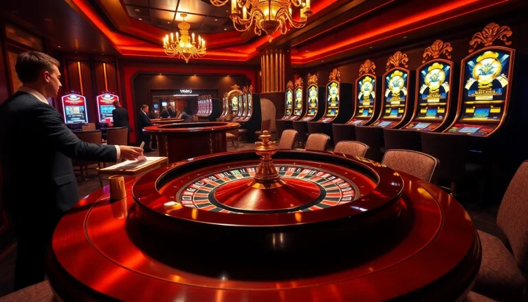 Excited players gather around a premium Okking casino table during a thrilling roulette game.
