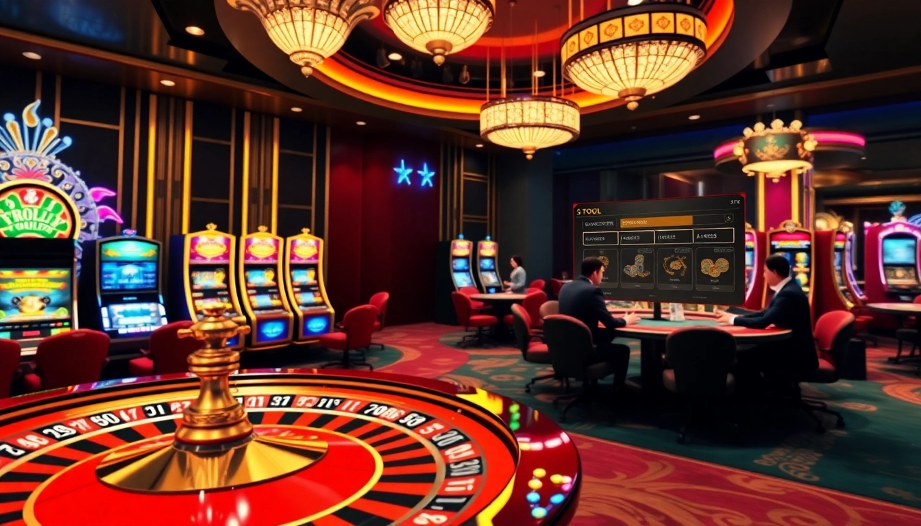 Engaging players using Tool xo so sieu toc at a luxury casino with roulette, slots, and poker activities.