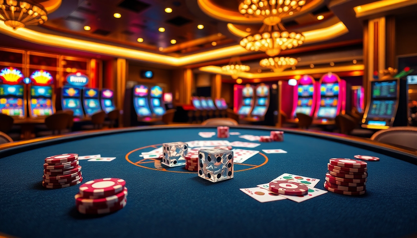 Players enjoying an exciting game at Rikvip's luxurious casino table with vibrant poker chips and cards.