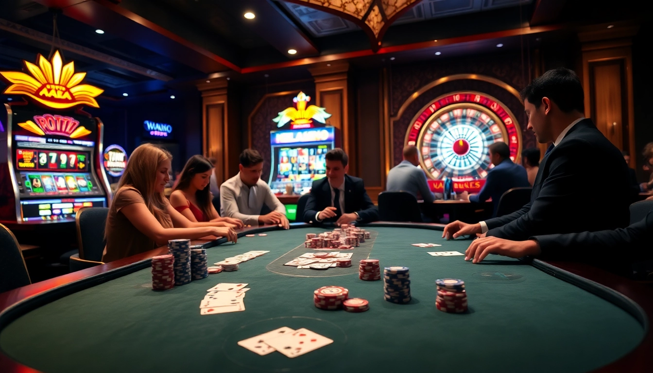 Experience high-stakes action at https://xx88.video/ with a vibrant casino scene featuring poker and roulette.