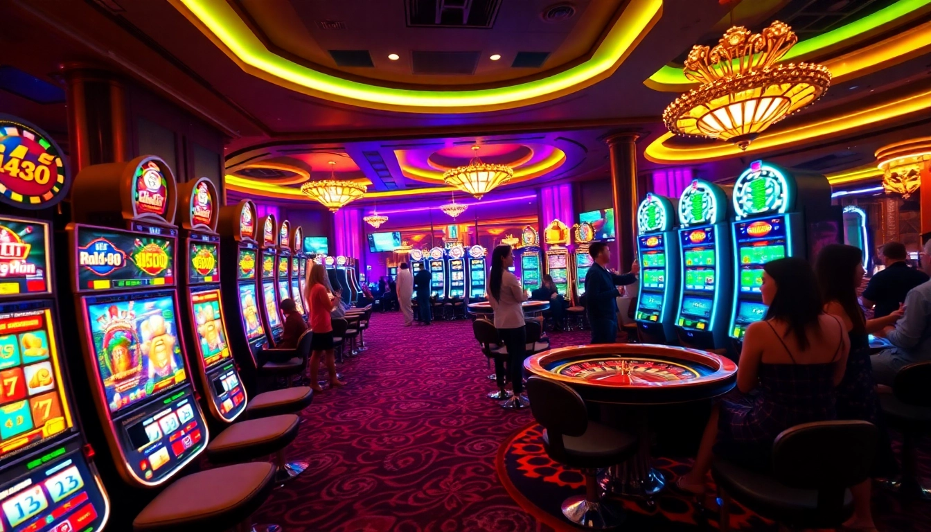 Experience the excitement of slot88 with vibrant slot machines and energetic players in a luxurious casino.