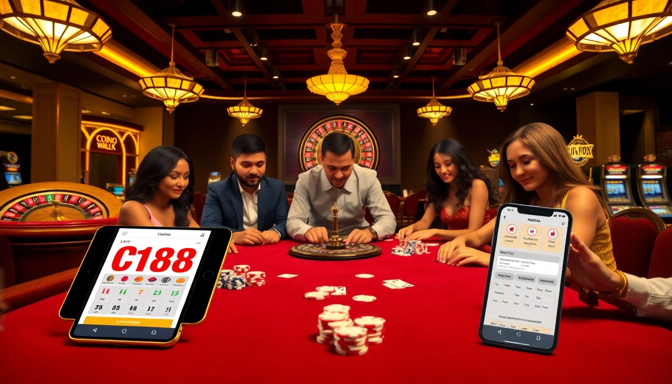 Intense casino action with C168 branded tables and players betting confidently.