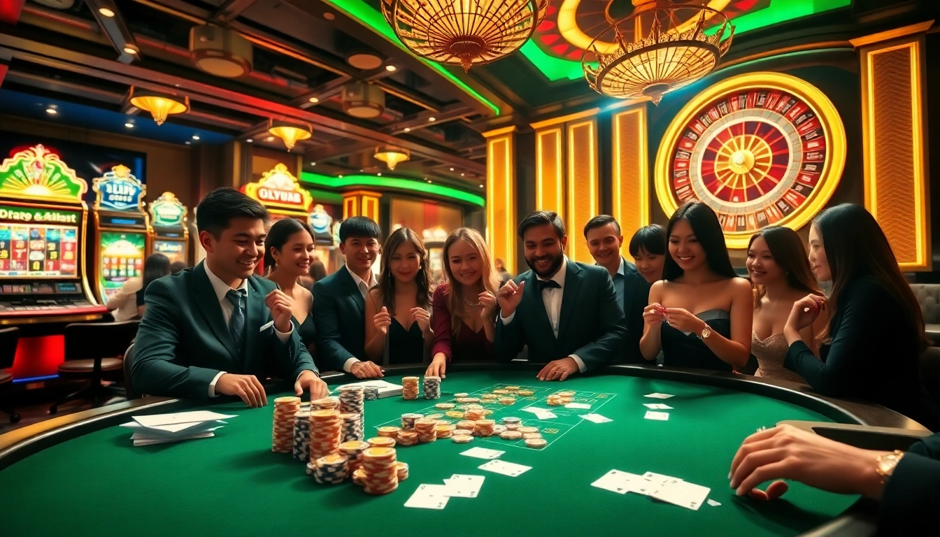 Experience the excitement of keo nha cai 5 in a luxurious casino setting with players engaged in strategic gambling.
