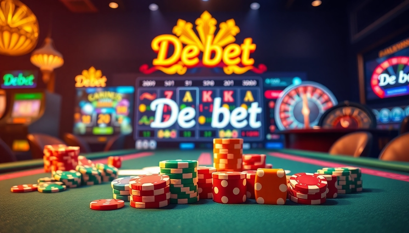 Experience the excitement of De bet while playing poker and roulette in a luxurious casino setting.