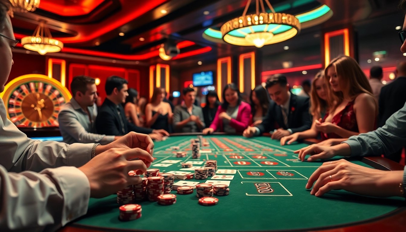 Exciting gameplay at 8DAY casino with vibrant table action, including roulette and card games.