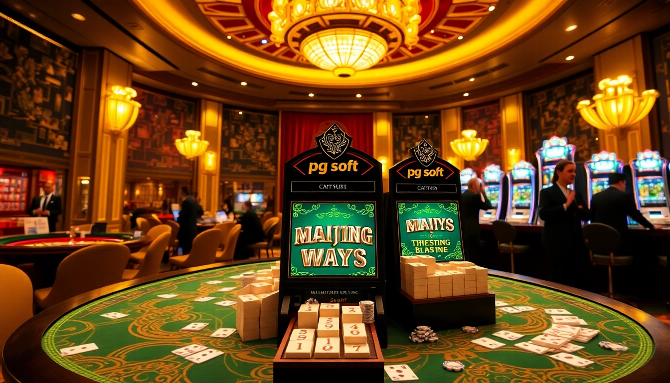 Experience the excitement of pg soft with players enjoying the Mahjong Ways slots in a vibrant casino atmosphere.