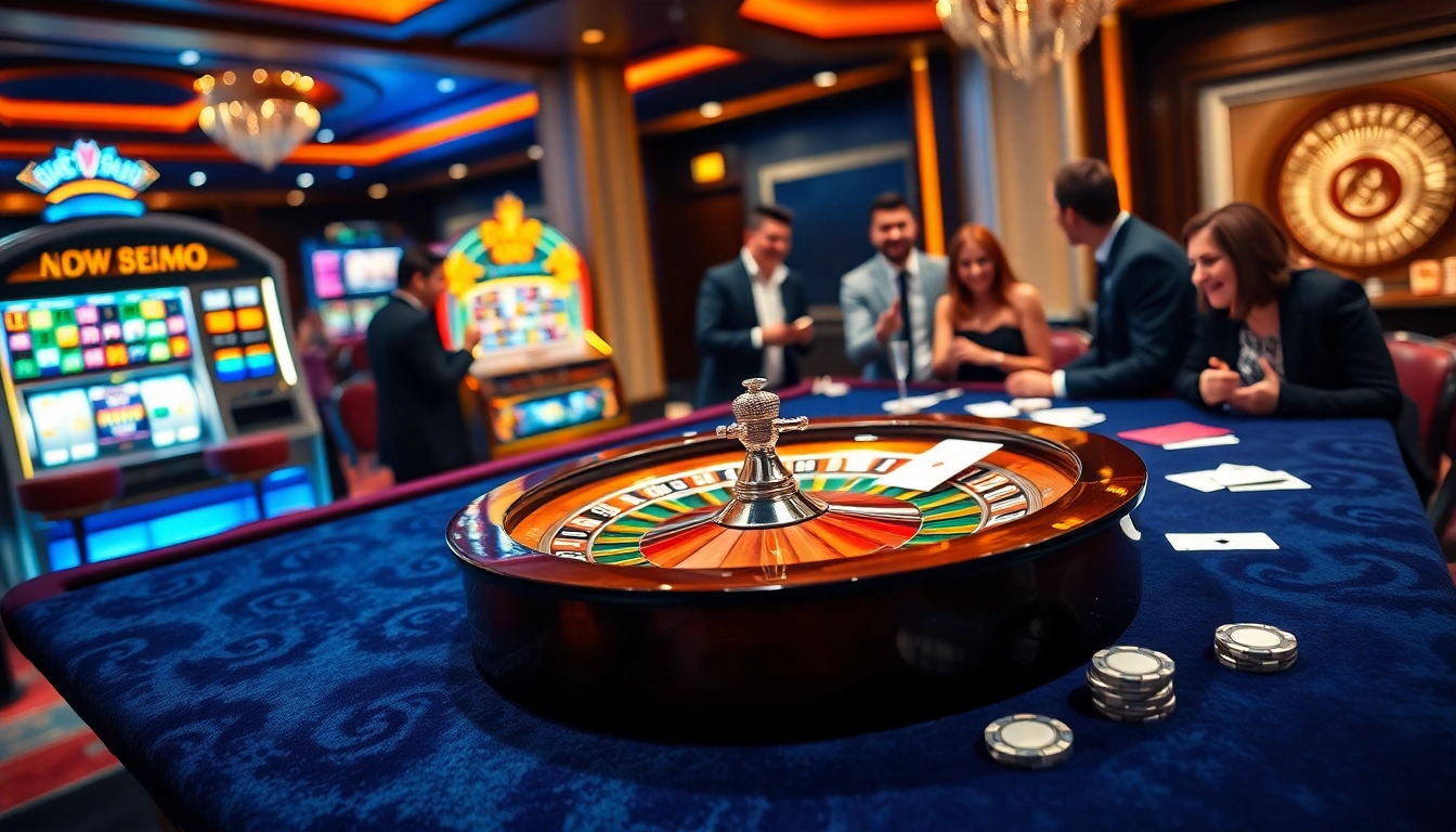Experience the thrill of an akun demo on a luxury casino game table filled with excitement and activity.