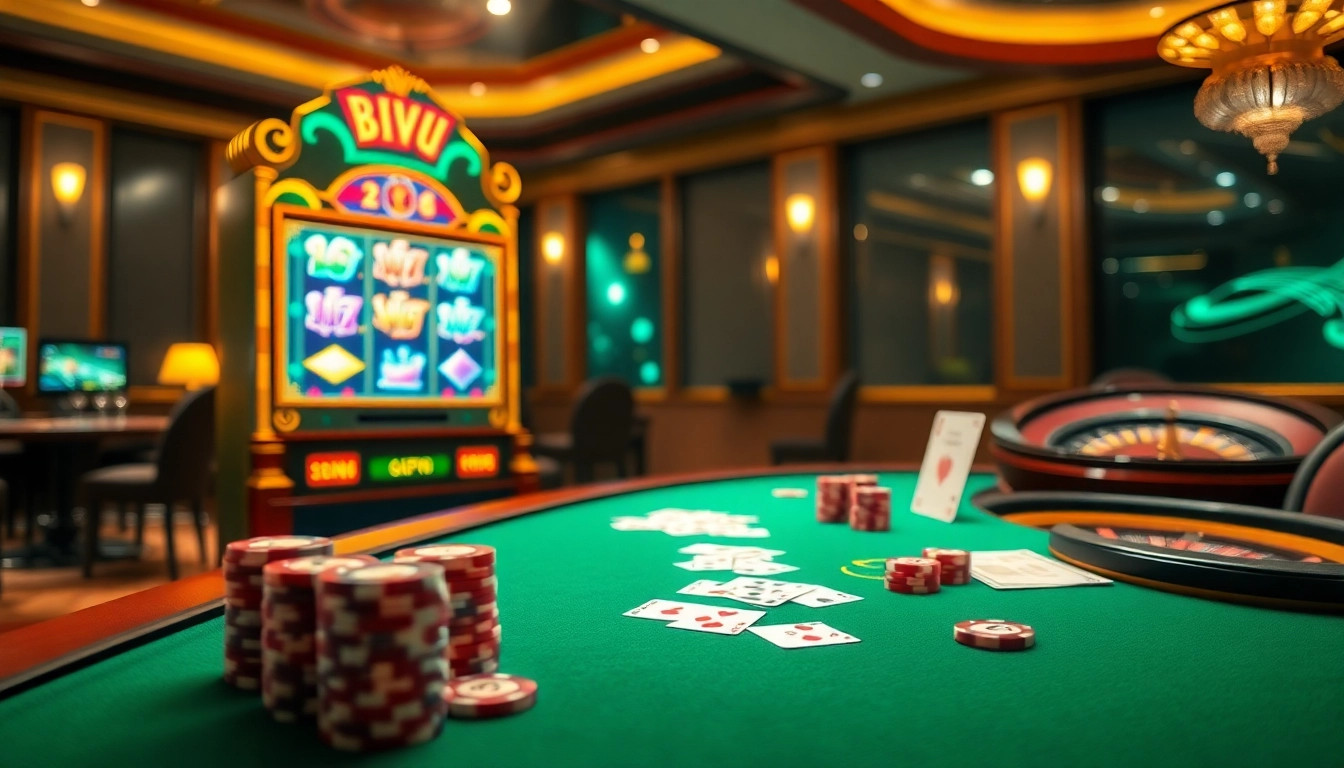Mesin slot online Ratu123 menampilkan grafis berwarna-warni dan chip poker, mewakili kemenangan yang menggembirakan.
