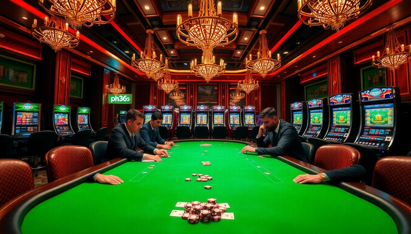 Experience thrilling gameplay at ph365 casino with intense poker action and luxurious decor.