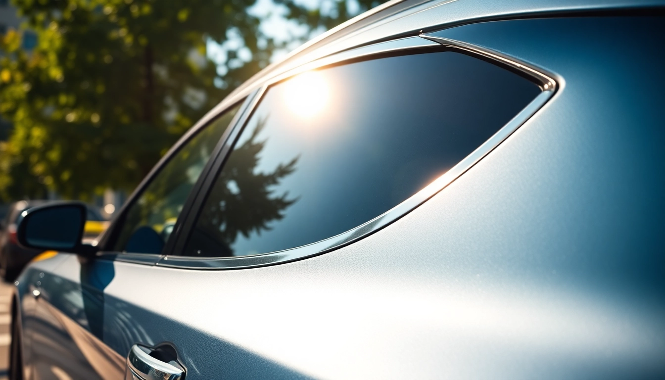 Tinted vehicle showcasing professional window tinting Cleveland TN in urban setting.