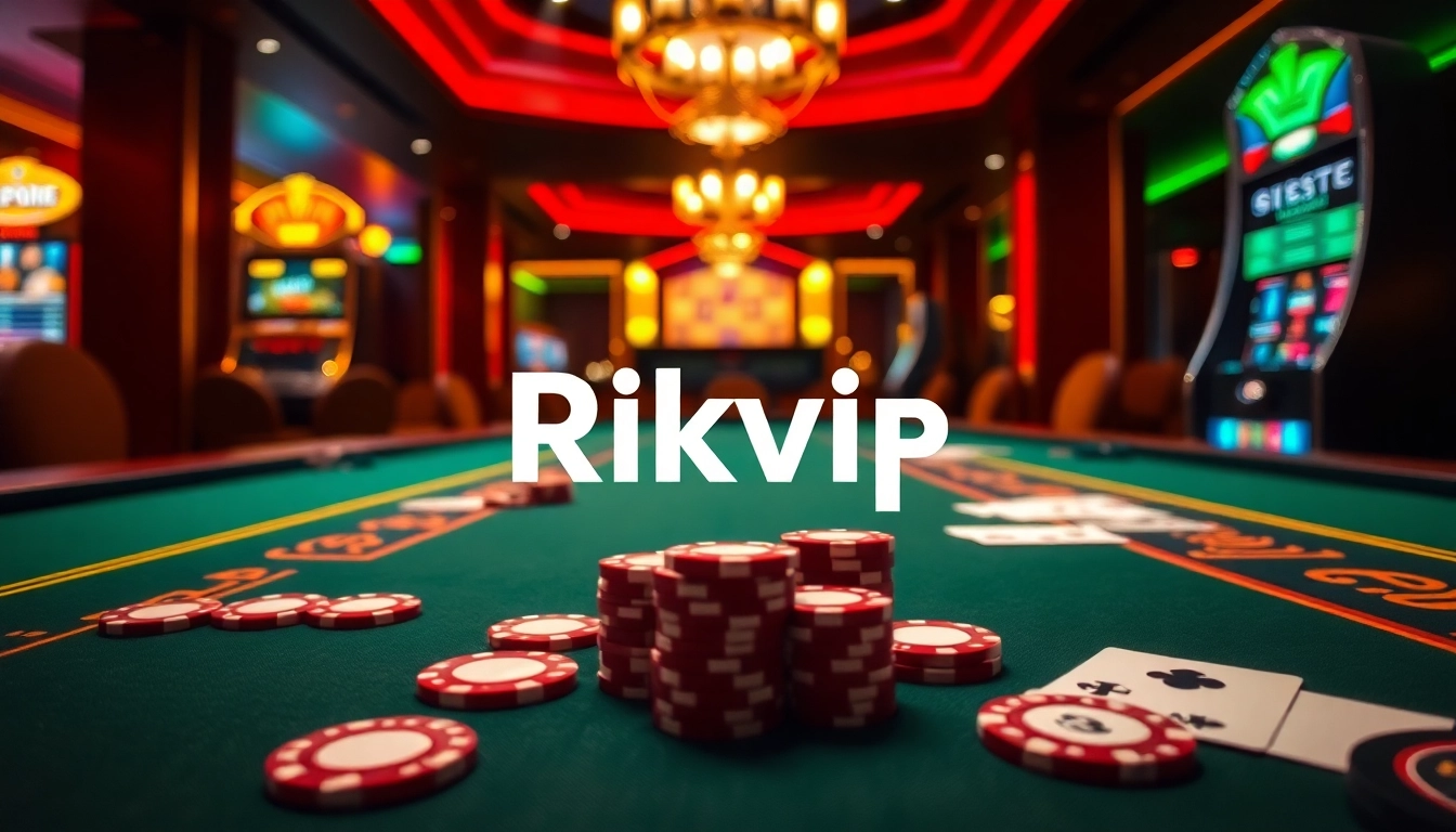 Engaging gameplay at Rikvip casino with vibrant poker chips and cards.