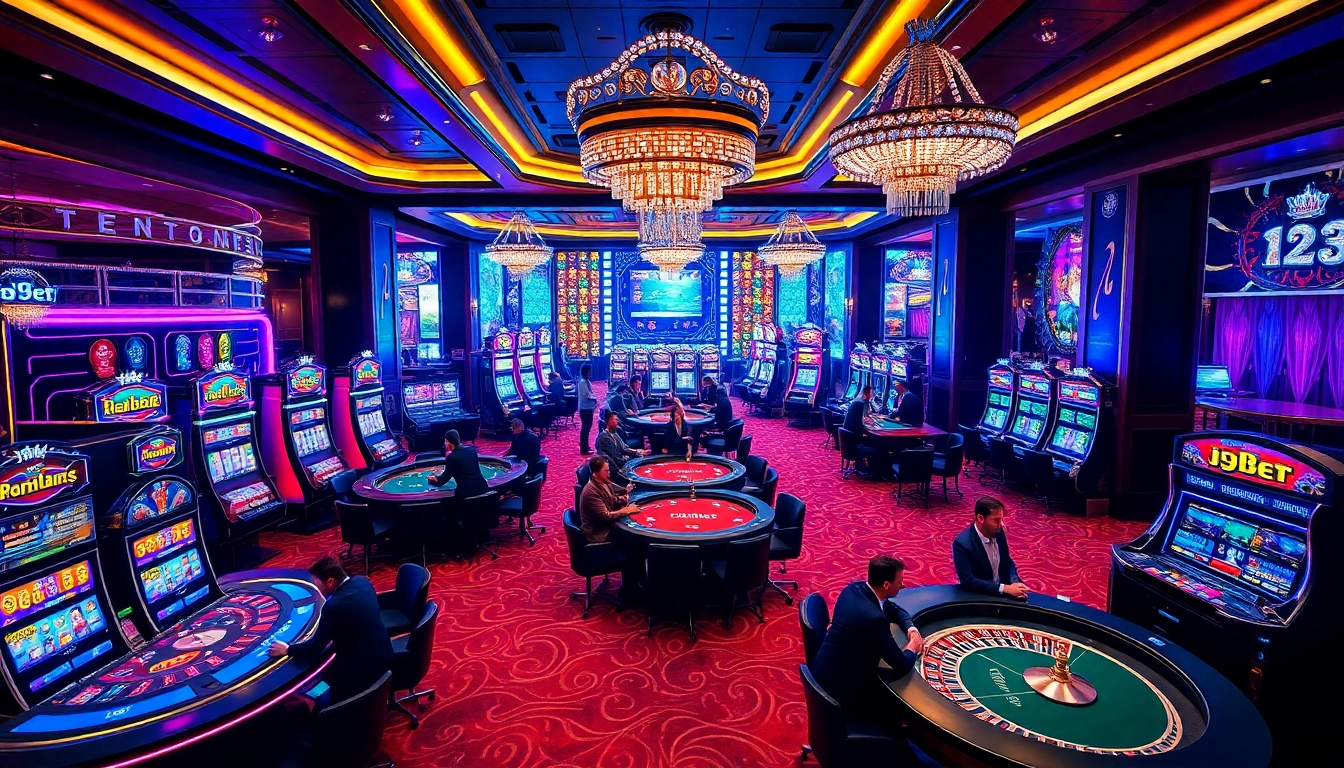 Experience the excitement of i9bet at a luxurious casino table with vibrant games and enthusiastic players.