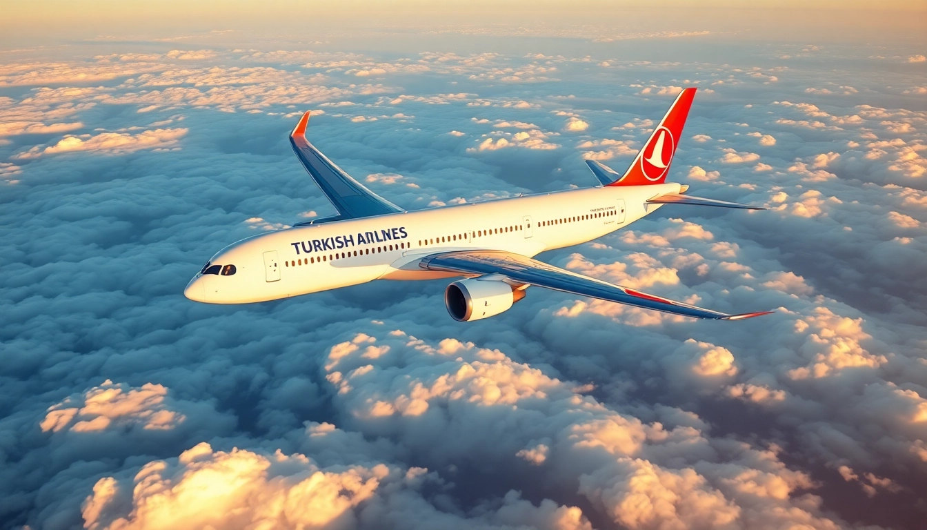 Stunning aerial view of Turkish Airlines TK88 Boeing 787-9 in flight over beautiful landscapes, evoking travel excitement.