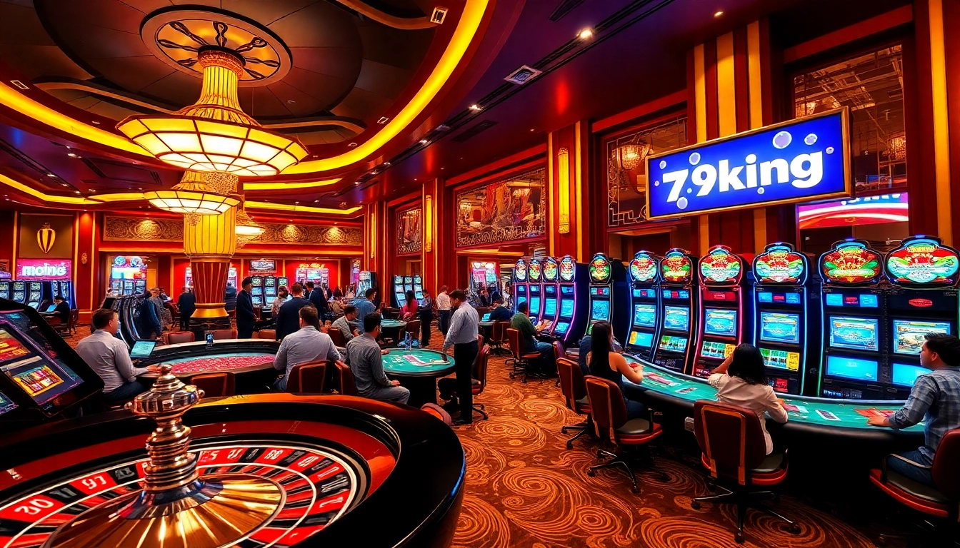 Excited players engaging at tables in the luxurious casino setting of nhà cái 79king.