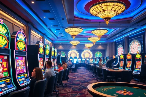 Engage with thrilling slot88 machines in a vibrant casino setting.