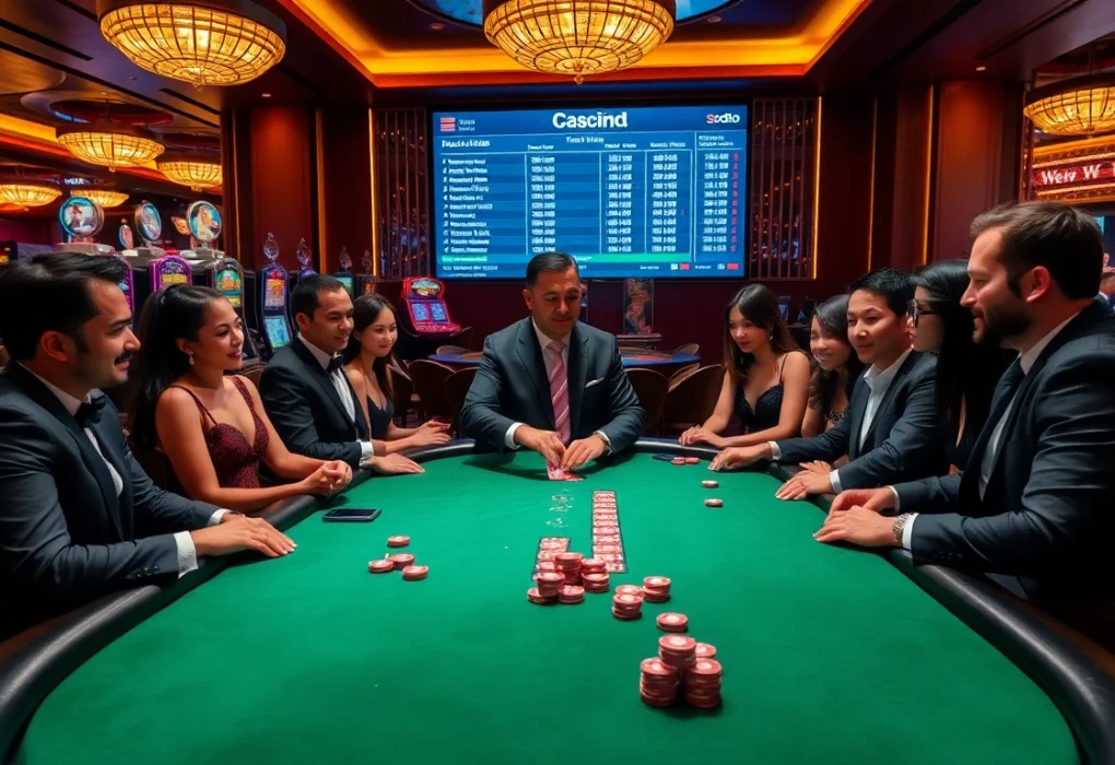 Players enjoying a thrilling game at SODO Casino with vibrant tables and slot machines.