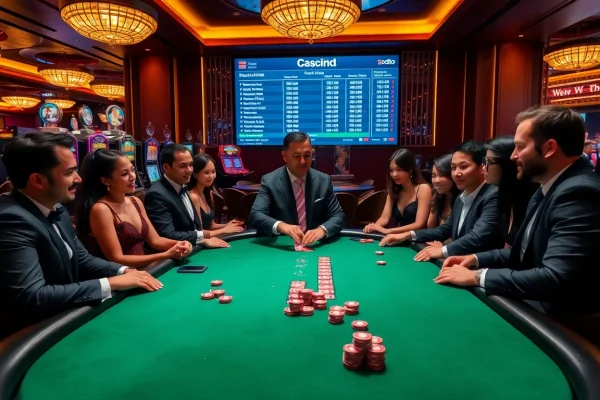 Players enjoying a thrilling game at SODO Casino with vibrant tables and slot machines.