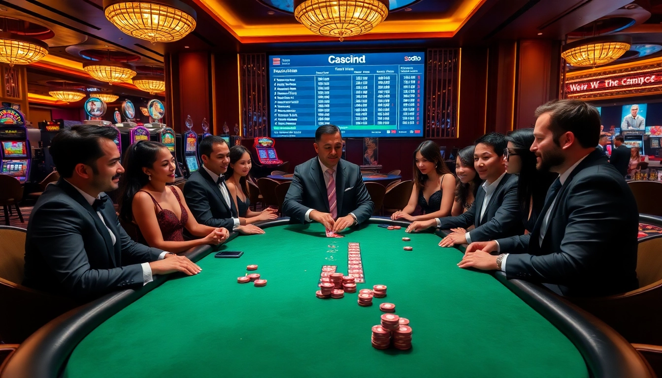 Players enjoying a thrilling game at SODO Casino with vibrant tables and slot machines.