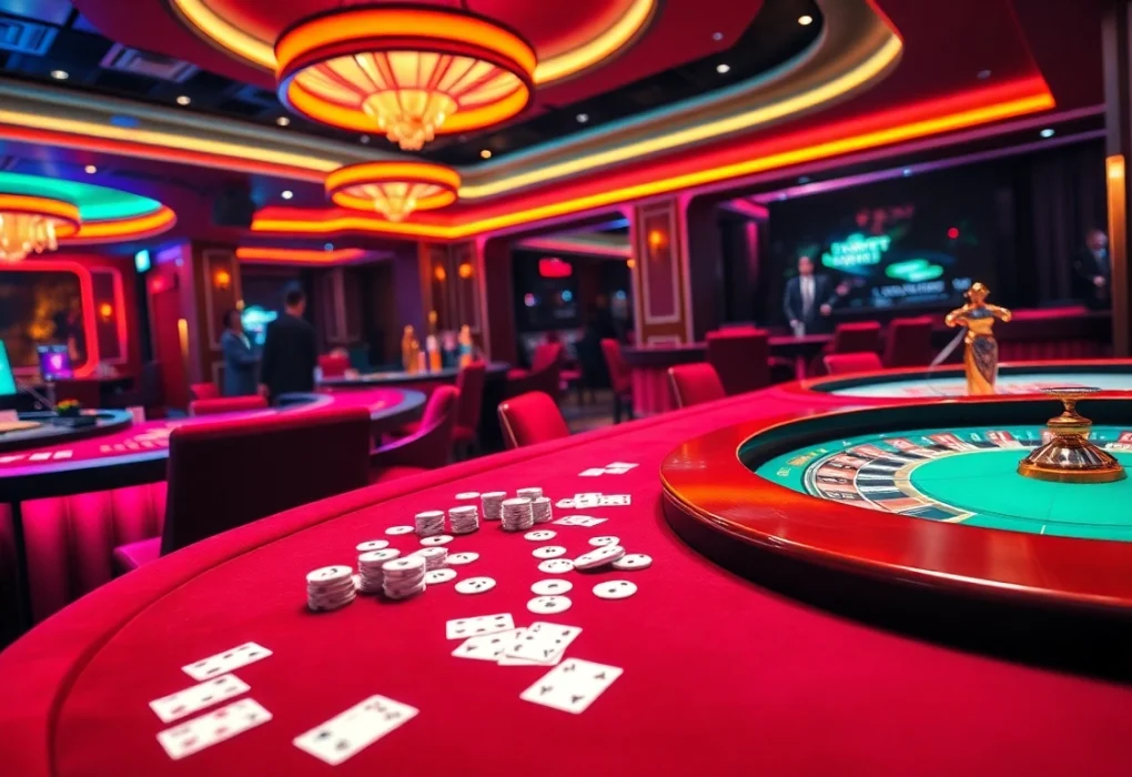 Win big with ลงทะเบียนu31 at a vibrant casino table featuring baccarat and roulette.
