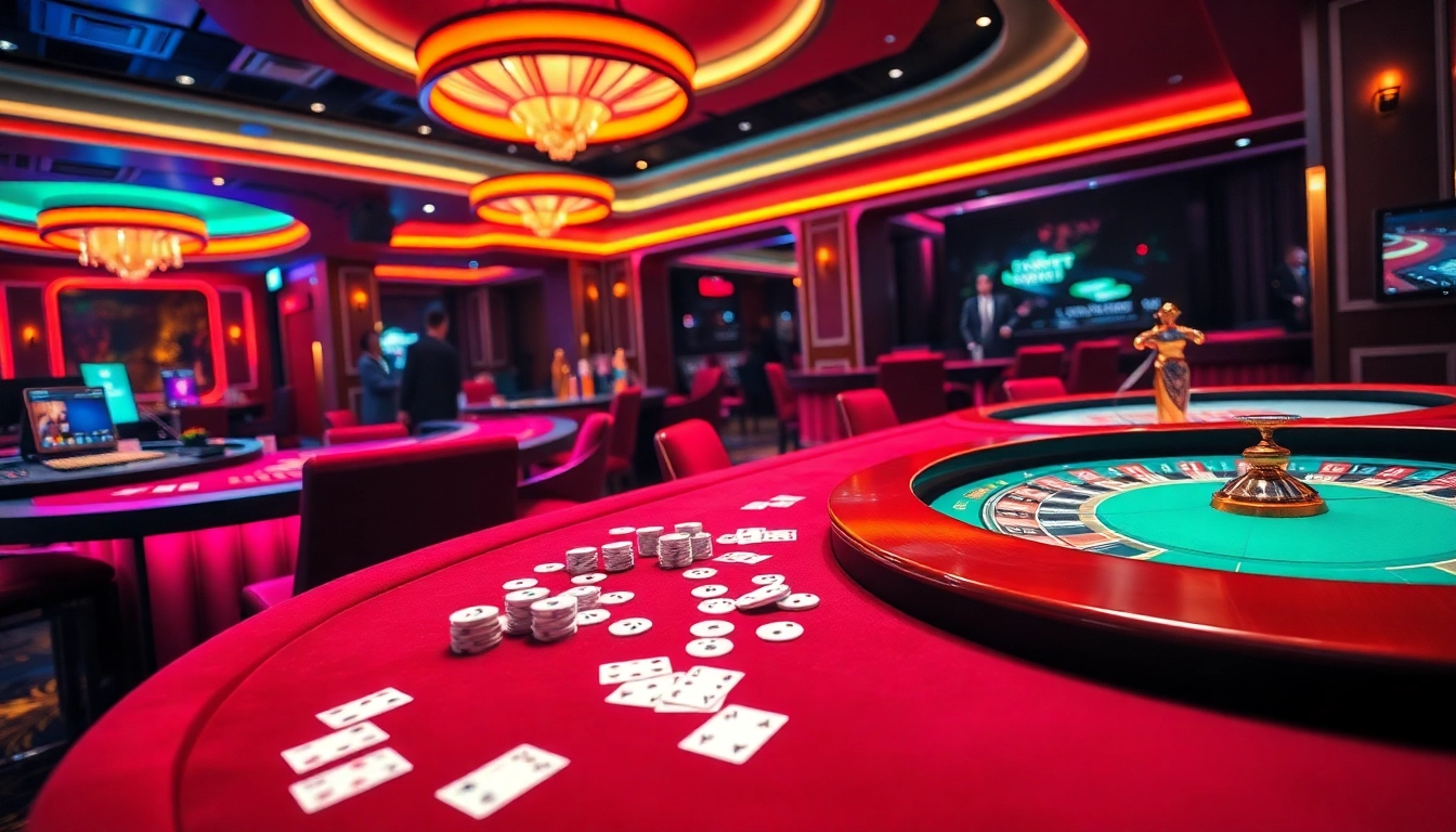 Win big with ลงทะเบียนu31 at a vibrant casino table featuring baccarat and roulette.